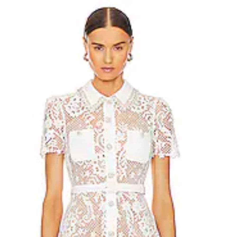Self Portrait white lace midi dress